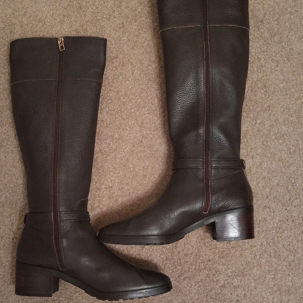 Coach Sullivan Safari Pebbled Brown Leather Boots - Picture 4 of 7